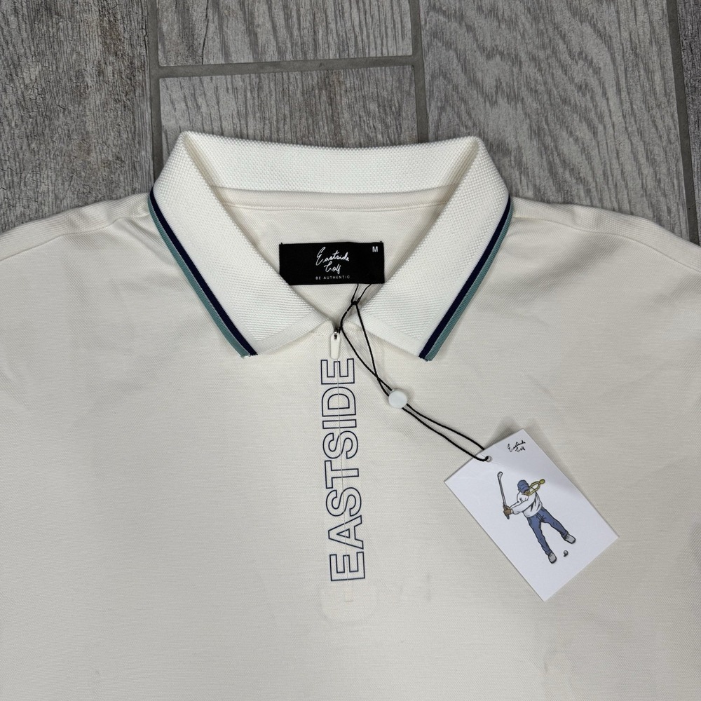 Eastside Golf Polo Zip Shirt Mens Short Sleeve Performance Logo White Tech Sz M - Picture 2 of 11